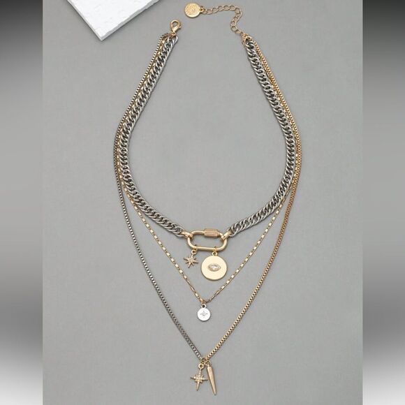 REVOLVE Jewelry - Chic Gold and Silver Layered Necklace A1442